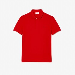 Lacoste Smart Paris Stretch Cotton Piqué Hidden Button Placket Poloshirt Red