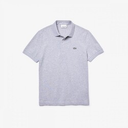 Lacoste Smart Paris Stretch Cotton Piqué Hidden Button Placket Poloshirt Silver Chine