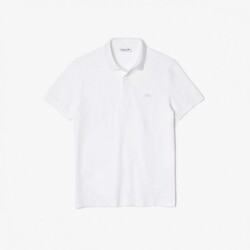 Lacoste Smart Paris Stretch Cotton Piqué Hidden Button Placket Poloshirt White
