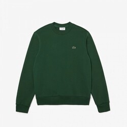 Lacoste Sweatshirt Crew Neck Uni Color Brushed Organic Cotton Fleece Pullover Green