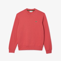 Lacoste Sweatshirt Crew Neck Uni Color Brushed Organic Cotton Fleece Pullover Sierra Red