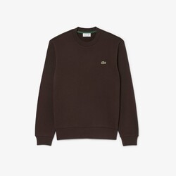 Lacoste Sweatshirt Crew Neck Uni Color Brushed Organic Cotton Fleece Trui Port Red