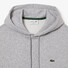 Lacoste Sweatshirt Hoodie Brushed Organic Cotton Fleece Kangaroo Pockets Pullover Silver Chine