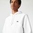 Lacoste Sweatshirt Hoodie Brushed Organic Cotton Fleece Kangaroo Pockets Pullover White