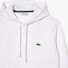 Lacoste Sweatshirt Hoodie Brushed Organic Cotton Fleece Kangaroo Pockets Pullover White