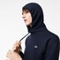 Lacoste Sweatshirt Hoodie Brushed Organic Cotton Fleece Kangaroo Pockets Trui Donker Blauw