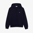 Lacoste Sweatshirt Hoodie Brushed Organic Cotton Fleece Kangaroo Pockets Trui Donker Blauw