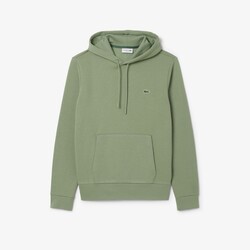 Lacoste Sweatshirt Hoodie Brushed Organic Cotton Fleece Kangaroo Pockets Trui Thyme