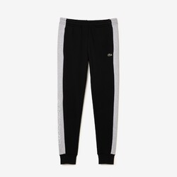 Lacoste Tapered Sweatpants Colorblock Cotton Fleece Jogging Pants Black-Silver Chine