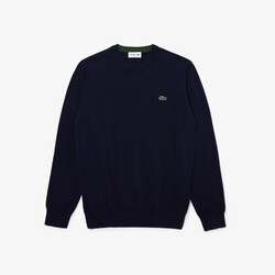 Lacoste Uni Cotton Crew Neck Chest Logo Embroidery Pullover Navy Blue