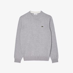 Lacoste Uni Cotton Crew Neck Chest Logo Embroidery Pullover Silver Chine