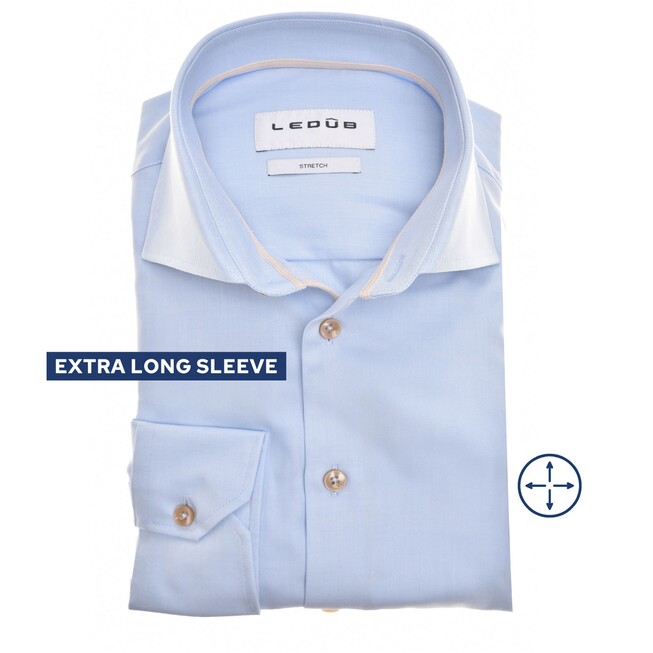Ledûb 4-Way Stretch Overhemd Licht Blauw