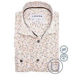 Ledûb Allover Fantasy Dots Pattern Easy-Iron Shirt Sand-Dark Brown