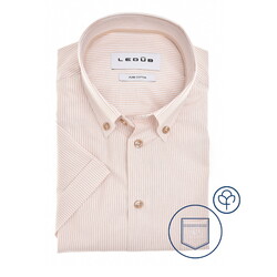 Ledûb Allover Fine Striped Cotton Button-Down Overhemd Zand
