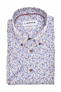 Ledûb Allover Half Circles Pattern Comfort Fabric Blend Short Sleeve Shirt Light Grey