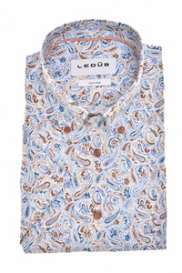 Ledûb Allover Paisley Pattern Short Sleeve Overhemd Licht Blauw