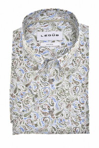 Ledûb Allover Paisley Pattern Short Sleeve Overhemd Midden Groen