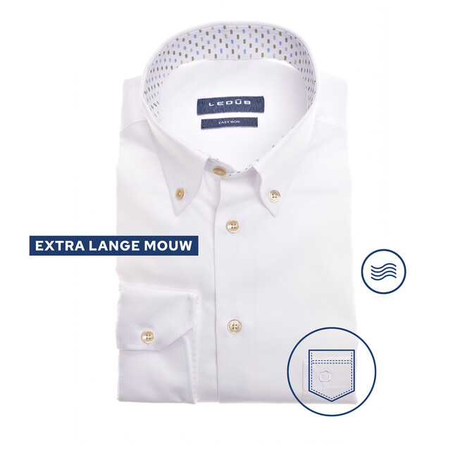 Ledûb Beam Dots Collar Longer Sleeve Shirt White