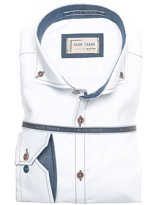 Ledûb Blue Contrasted Crane Shirt White