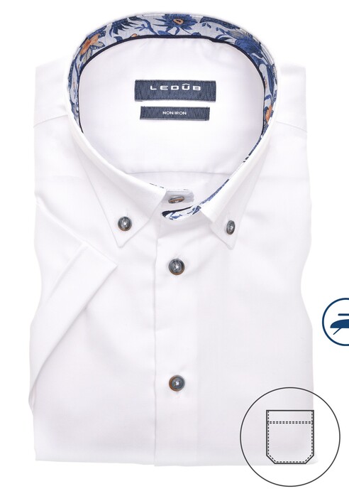 Ledûb Button Down Short Sleeve Non Iron Shirt White