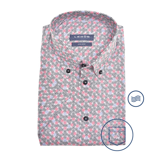 Ledûb Citrus Dot Button-Down Modern Fit Overhemd Rood