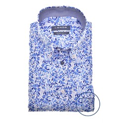 Ledûb Colorful Strokes Button-Down Modern Fit Overhemd Midden Blauw