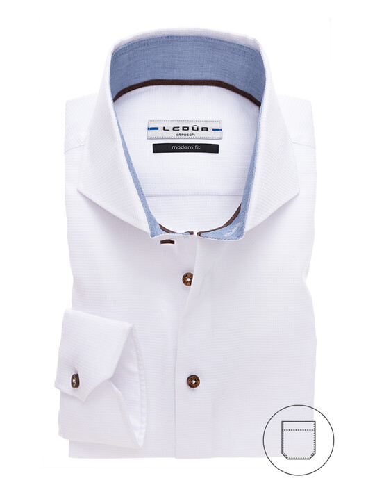 Ledûb Contrasted Faux-Uni White Stretch Shirt