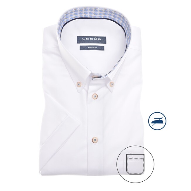 Ledûb Contrasted Twill Modern Fit Shirt White