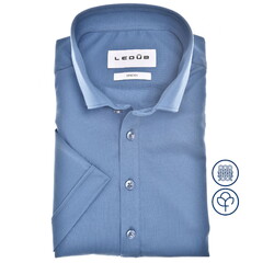 Ledûb Corron Jersey Button-Down Collar Short Sleeve Polo Midden Blauw