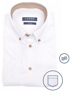 Ledûb Cotton Blend Collar Contrast Overhemd Wit-Zand