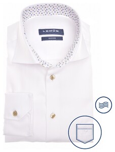 Ledûb Cotton Blend Contrast Collar Overhemd Wit