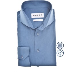 Ledûb Cotton Jersey Stretch Shirt Overhemd Midden Blauw