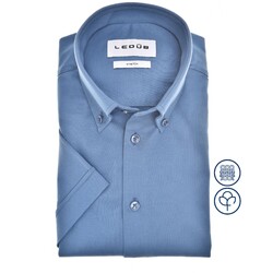 Ledûb Cotton Jersey Stretch Shirt Overhemd Midden Blauw