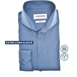 Ledûb Cotton Jersey Stretch Shirt Overhemd Midden Blauw