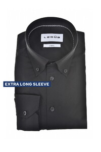 Ledûb Cotton Stretch Solid Color Extra Long Sleeve Shirt Black