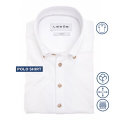 Ledûb Cotton Tricot Button-Down Poloshirt White