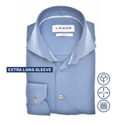 Ledûb Cotton Tricot Extra Long Sleeve Overhemd Midden Blauw