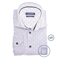 Ledûb Crosshair Pattern Wide-Spread Modern Fit Shirt White