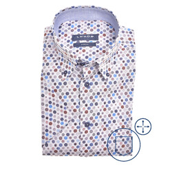 Ledûb Dot Fantasy Button-Down Modern Fit Overhemd Blauw-Bruin