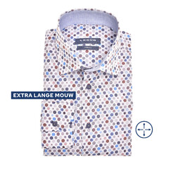 Ledûb Dot Fantasy Long Sleeve Semi-Spread Modern Fit Overhemd Blauw-Bruin