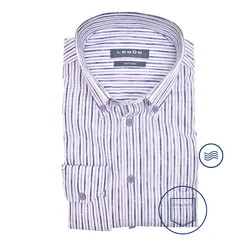 Ledûb Duo Stripe Cotton Easy-Iron Button-Down Overhemd Paars