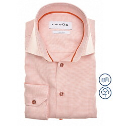 Ledûb Easy-Care Fine-Structure Cotton Overhemd Mid Orange
