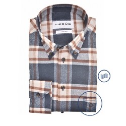 Ledûb Elegant Sporty Check Shirt Dark Blue-Brown