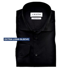 Ledûb Extra Lange Mouw Cotton Comfort Blend Overhemd Zwart