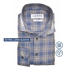 Ledûb Extra Long Sleeve Check Flanel Overhemd Midden Blauw