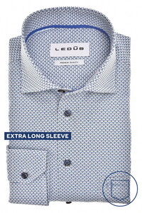 Ledûb Extra Long Sleeve Fine Pattern Comfort Fabric Blend Overhemd Donker Blauw