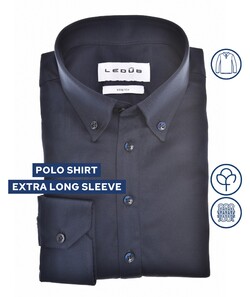 Ledûb Extra Long Sleeve Polo Cotton Jersey Stretch Poloshirt Blue