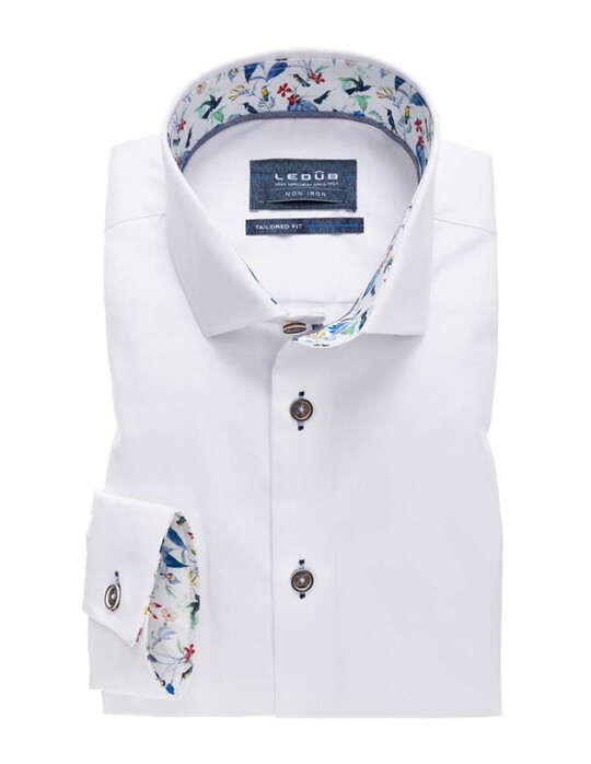 Ledûb Extra Long Sleeve Uni Bird Contrast Shirt White