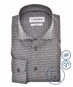 Ledûb Fantasy 3D Hexagon Pattern Overhemd Blauw-Bruin