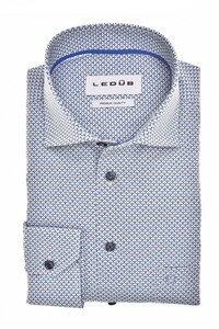 Ledûb Fantasy Allover Mini Ovals Pattern Overhemd Donker Blauw